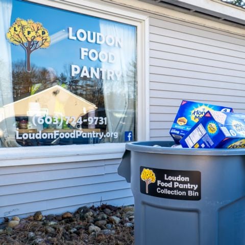 Food donations that were collected during Gift of Lights presented by Ambetter from NH Healthy Families at New Hampshire Motor Speedway during the holiday season were dropped off at Loudon Food Pantry Wednesday.